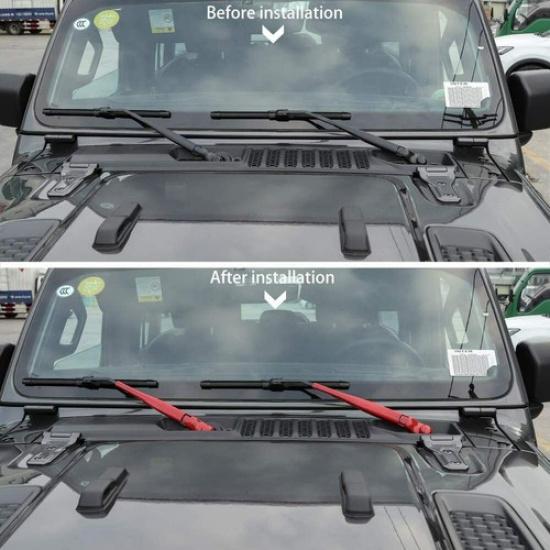 2X Red Front Window Windshield Wiper Decor Cover Trim for Jeep Wrangler JL 2018+