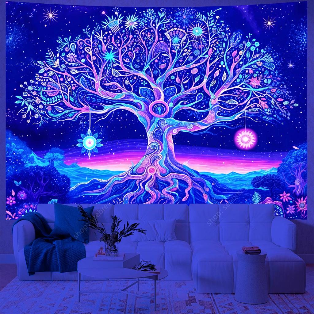 Tree Of Life Wall Tapestry Cosmic Art Print Boho Decor For Bedroom Living Room Spiritual Theme Home Interior Hanging Poster