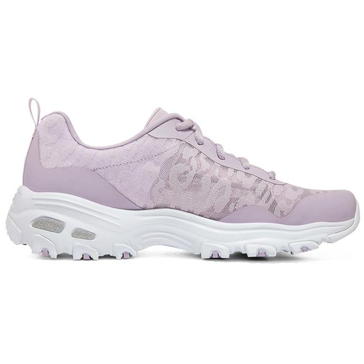 Skechers DLites 1.0 Mesh Synthetic Leather Lace-Up Low-Top Dad Shoes Women Sneakers Lavender 896027-LAV