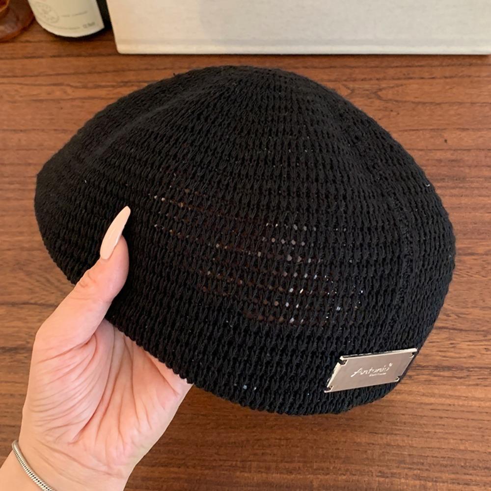 Breathable Weave Hat Vintage Crochet Knitted Cap Brimless Cap Hollowed Out Beret Hat  Beach