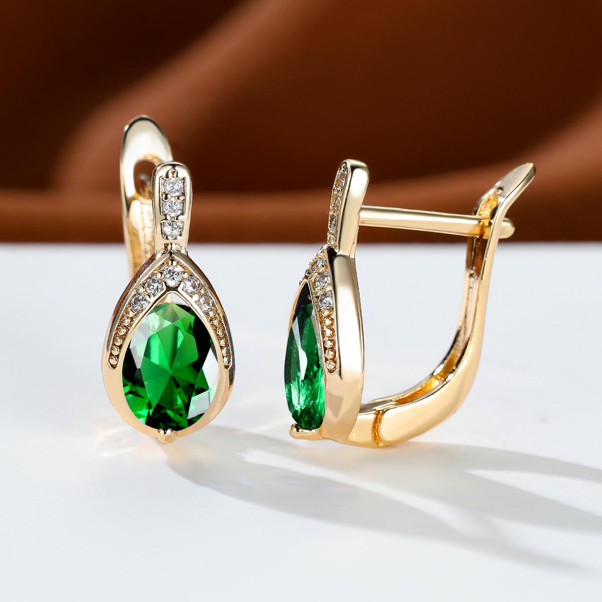 Pinduoduo Шампань Золото & Сапфирово-синий Ангельские слезы Серьги с цирконом для женщин - Нишевый дизайн