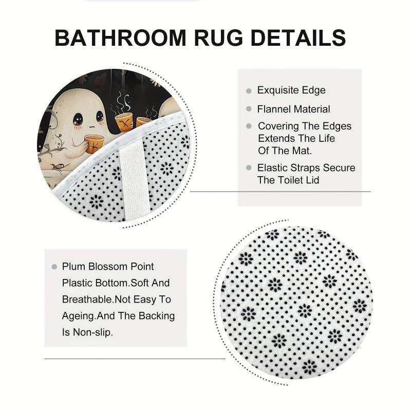HOT Halloween Ghost Pumpkin Skull Shower Curtain Set with Non-Slip Rugs Toilet Lid Cover and Bath Mat Washable Trick or Treat