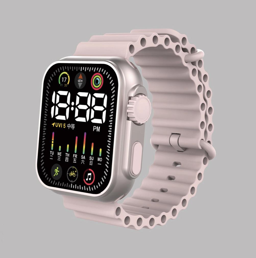 Светодиодные электронные часы морской ремешок модные цифровые спортивные для студентов детей светодиодные электронные часы розовый