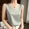 Ice Silk V-Neck Camisole for Women – Loose, Belly-Covering Satin Layer for Spring/Summer