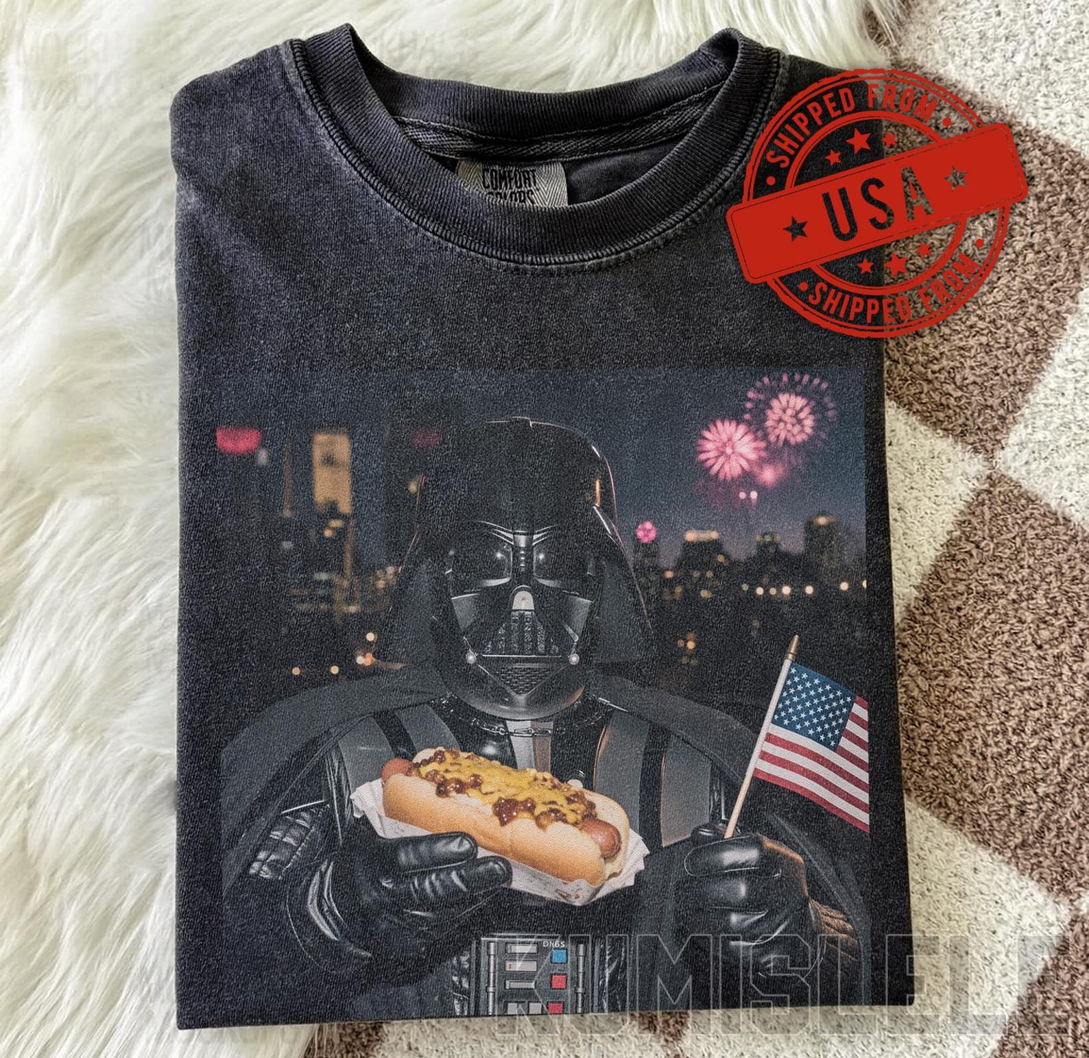 Funny Darth 4th of July Shirt, Patriotic Meme T-Shirt, Cool Wizard Tee, Comfort Colors Vintage Shirt, Hot Dog Fireworks Graphic Tee S