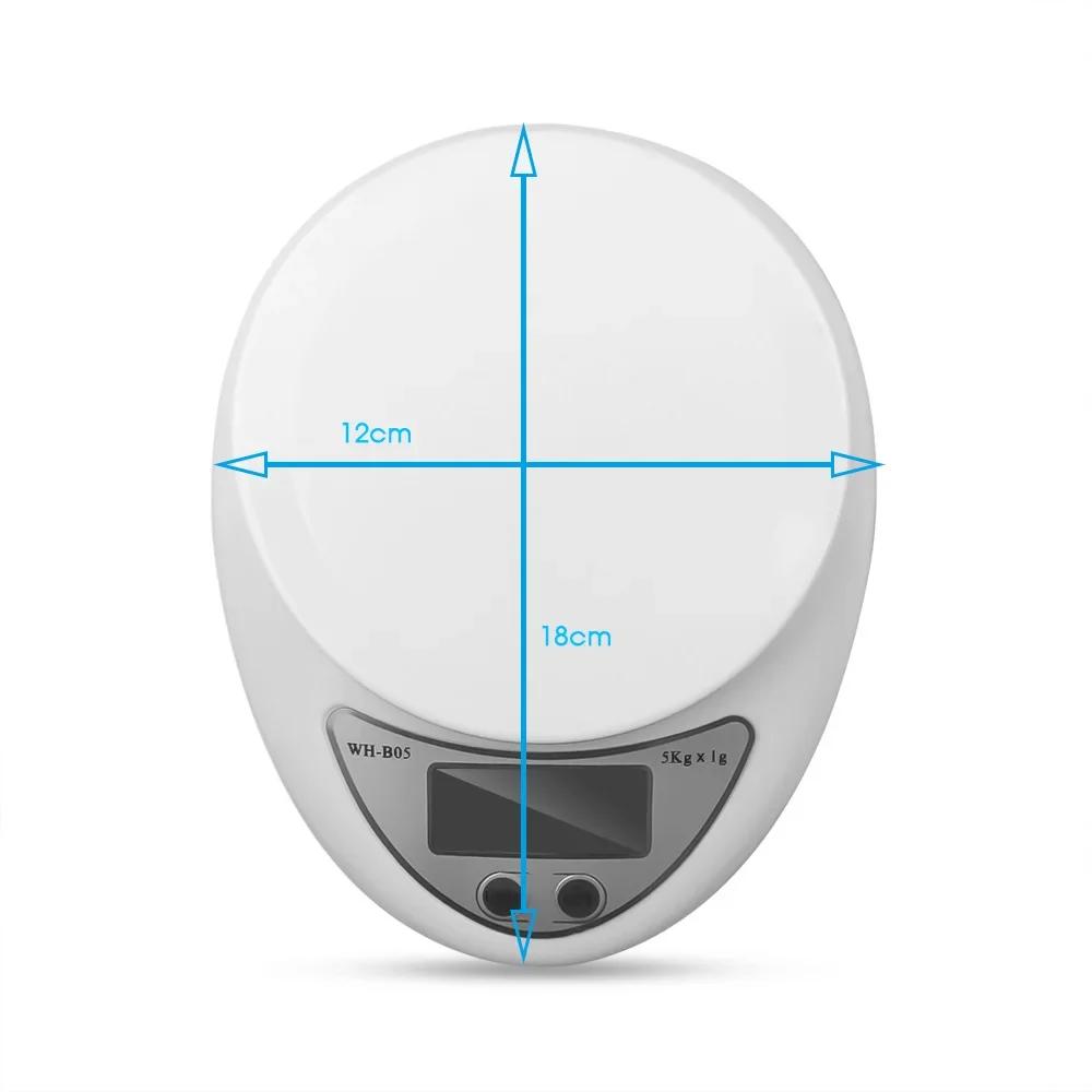 5KG/1G LED elektronická digitální kuchyňská váha mini přenosná měřicí váha na potraviny, šperky, digitální váha na pečení, kuchyňské příslušenství