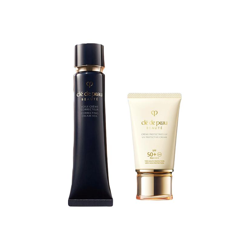 Clé De Peau Beauté (Cpb) Uv Protective Cream Set Sunscreen 50ml + Correcting Cream Veil 37ml