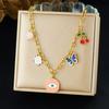 316L Stainless Steel Personalized Eye Colorful Flower Butterfly Cherry Pendant Necklace Women Waterproof Jewelry Gift