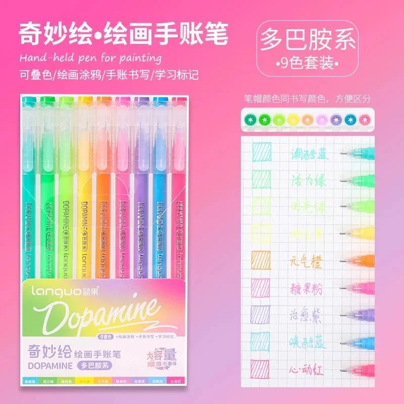 Languo 198/9 Colors Morandi Colorful Gel Pen Student Note Marker Painting Graffiti Color Pen Stationery Office School Supplies