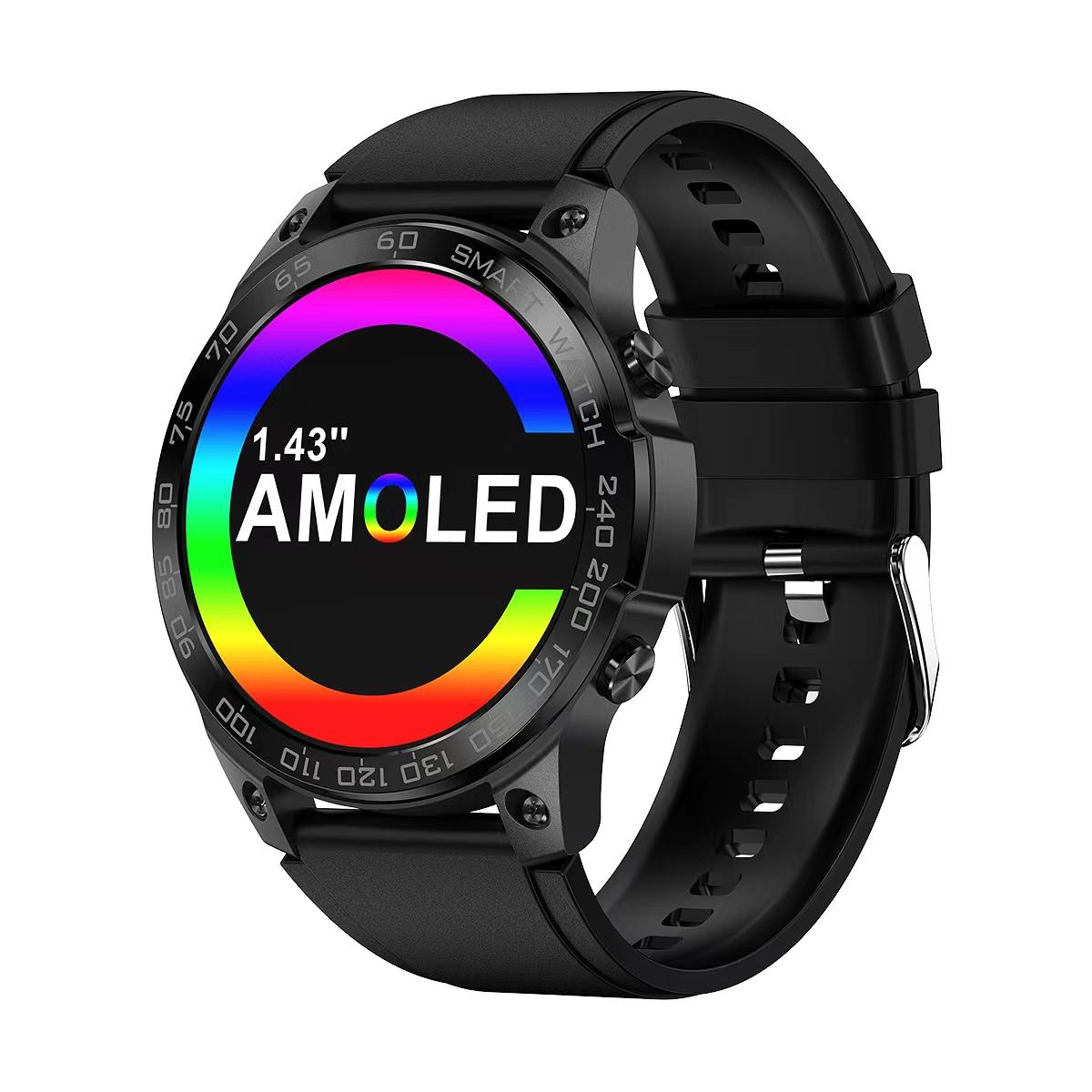 

New NFC Smart Watch Men AMOLED 400mAh Blue Tooth Call Waterproof Smartwatch Heart Rate Sports Fitness Music Weather Watches чёрный