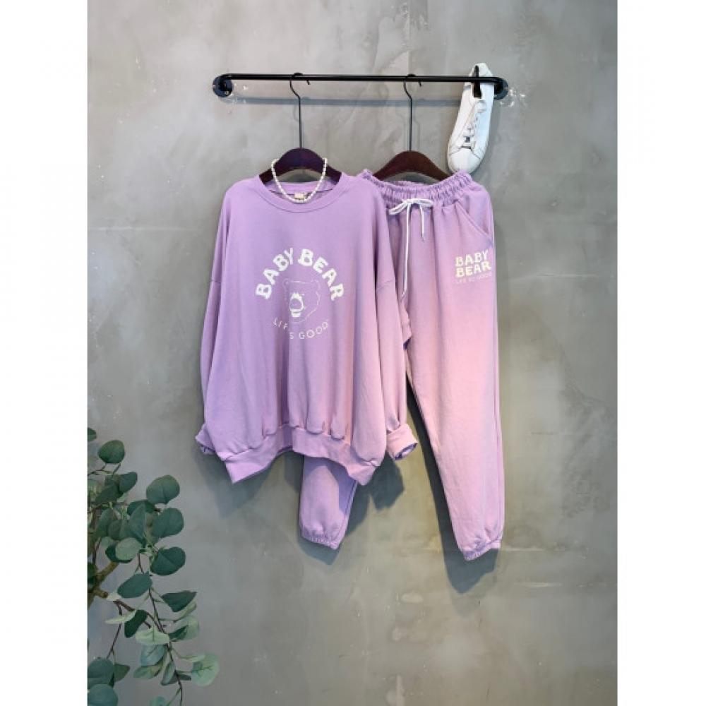 C S In The Room Baby Bear prIntIng looSe Fit SweatShirt Jogger pantS Set 3 Color