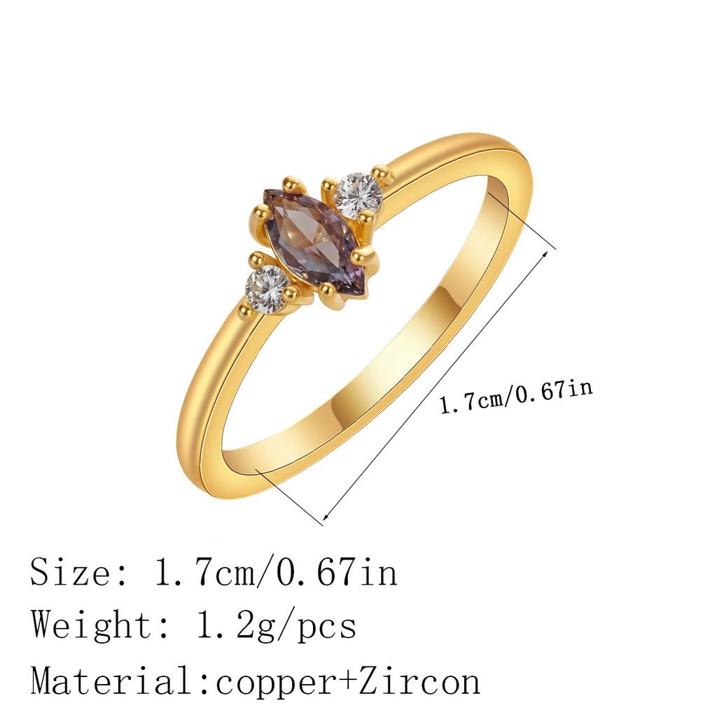 Kinitial New Thin Dainty Red Crystal Rings For Women Gold Color Korean Delicate Zircon Dating Ring For Teen Girls Trendy Jewelry