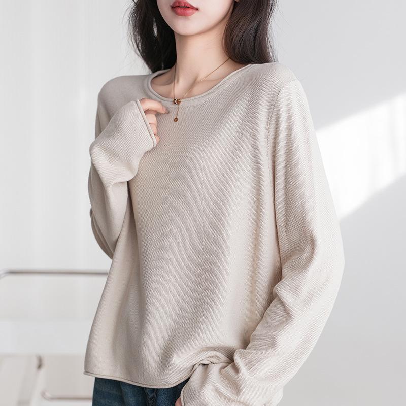 100% Reine Baumwolle Damen Strickpullover - Zart, Hautfreundlich, Lockere Passform, Übergröße, Frühling/Herbst Stil