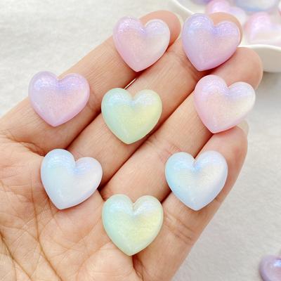 10Pcs New Cute Shiny Colorful Heart Shape Flat Back Resin Scrapbooking DIY Jewelry Craft Decoration Accessorie
