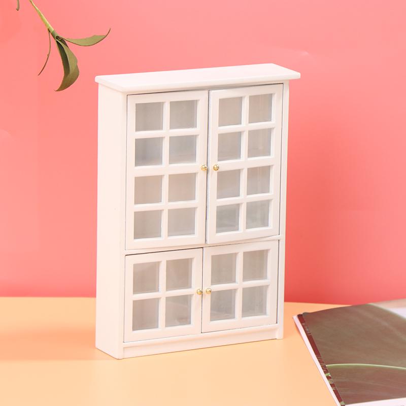 1:12 Dollhouse Miniature White Wood Cupboard Shelf Furniture Model
