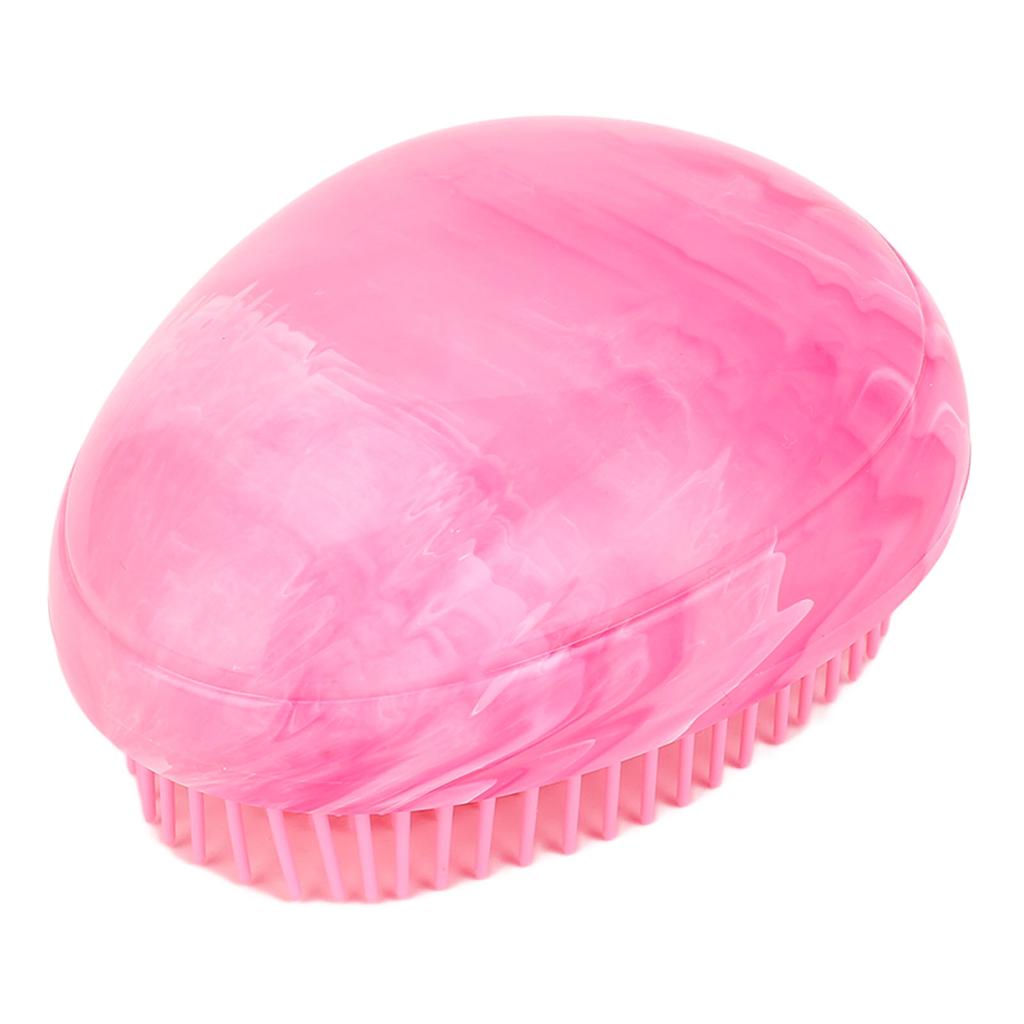 4pcs Rosy Red Egg Shape Detangling Brush Bright Marble Effect Portable Styling Comb Hair Brush
