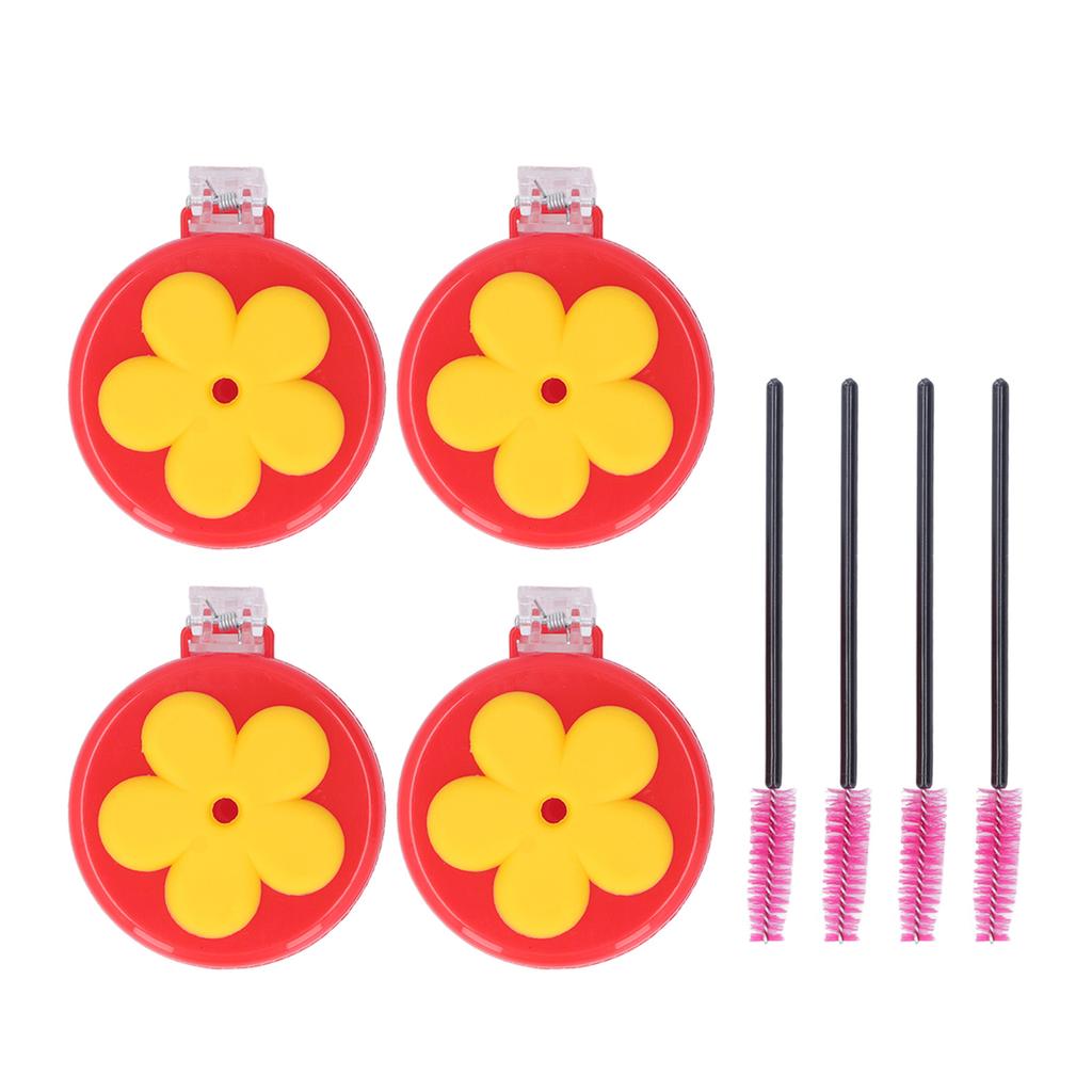 4pcs Hummingbird Clip Feeder ABS Portable with Brushes Flower Handheld Hummingbird Feeder for