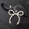 Chic Bowknot Necklace featuring Pendant Elegant Pearls Choker Jewelry Adornment
