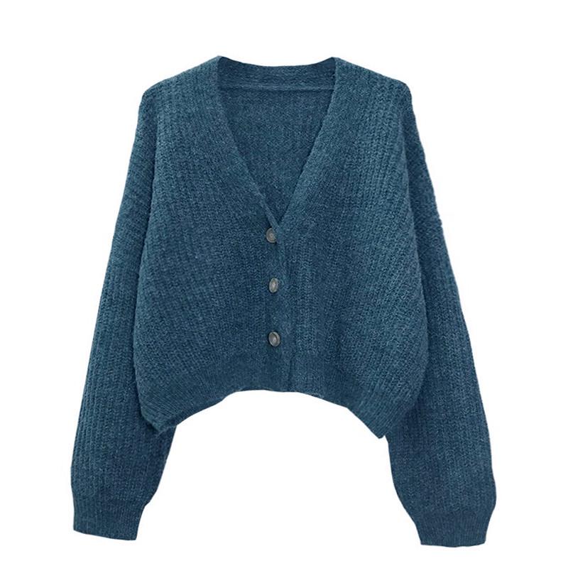 Women's Retro V-Neck Knitted Cardigan Sweater Coat - Autumn/Winter 2021 Collection