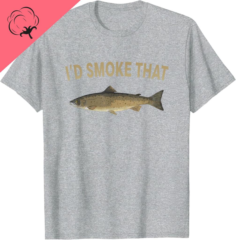 Id Smoke That Salmon Fishing Funny Barbecue Shirts TShirt Mens Clothes 100 Cotton Harajuku Tshirts for Men Mens Clothing