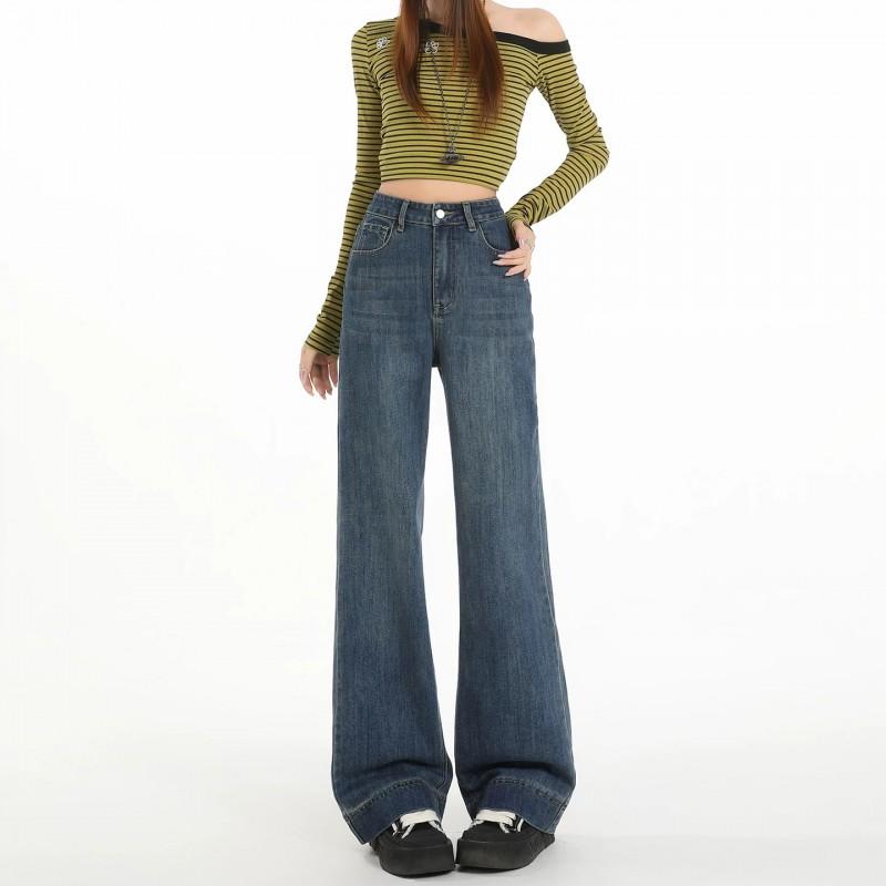 Womens High Waist Straight Leg Jeans Vintage Embroidered Fleece Lined Slim Fit Ankle Length Winter