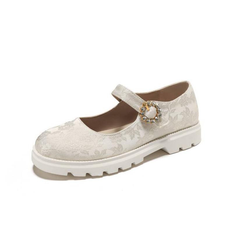 New Chinese Style Girls Single Shoes Platform Girls Student Shoes Buckle Retro Children's Hanfu Shoes Four Seasons Princess Shoes