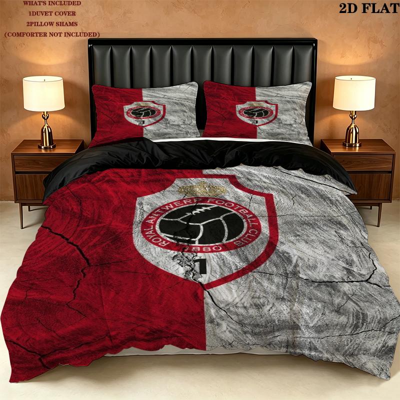 Royal Antwerp Fc Pattern Bedding uilt Set uilt Cover Pillowcase Home Decoration Birthday Gift (1 * duvet cover + 2 * pillowcase without core)