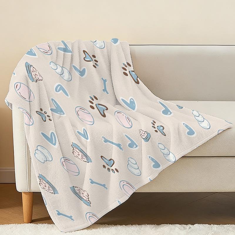Pet-Themed Flannel Throw Blanket - Non-Pilling, Soft & Warm, Cozy for Home, Sofa, All Seasons, Christmas & Halloween