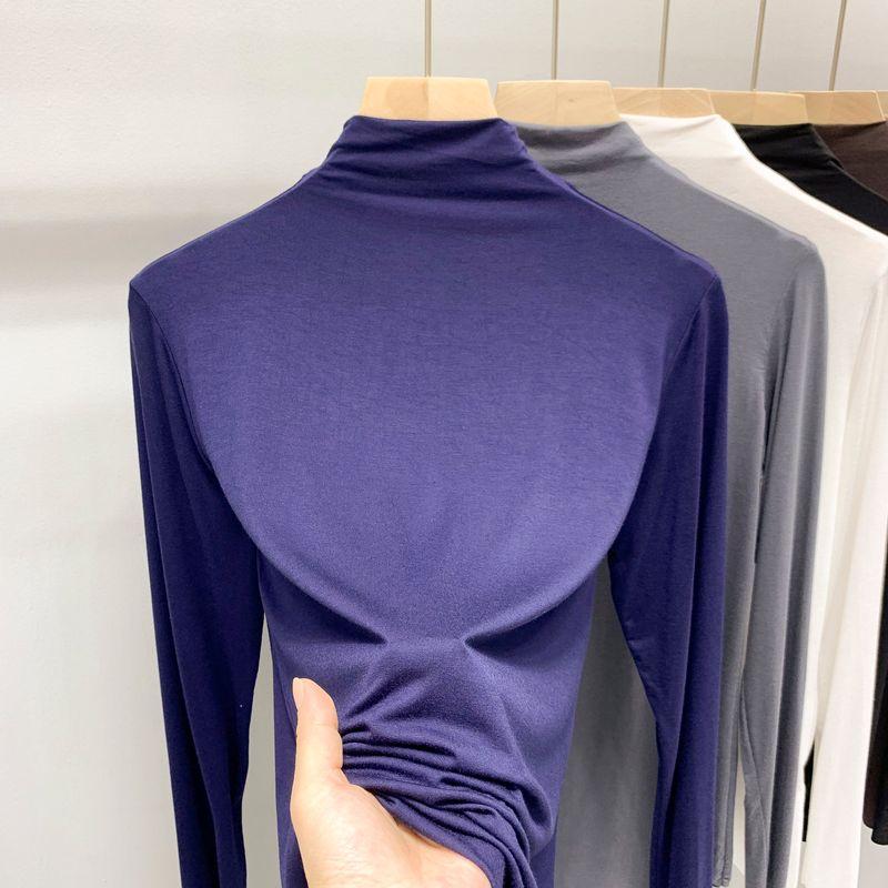 

Modal Half-High Collar Casual Long Sleeve Thin Bottoming Shirt Navy blue 2XL (70.00 kg-80.00 kg recommended