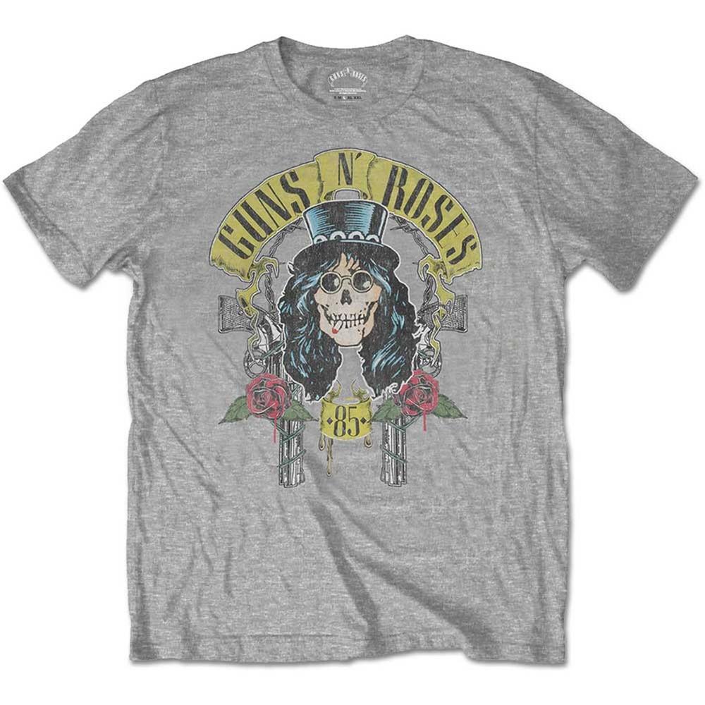 Guns N Roses Slash 039;85 Slim Fit T-shirt Medium Grey Unisex T-Shirt XL