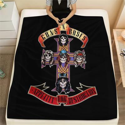 Guns N' Roses,pattern Flannel Blanket, High Quality Comfortable for All Seasons, Home Decor, Warmth and Comfort, Perfect for Gifts.
