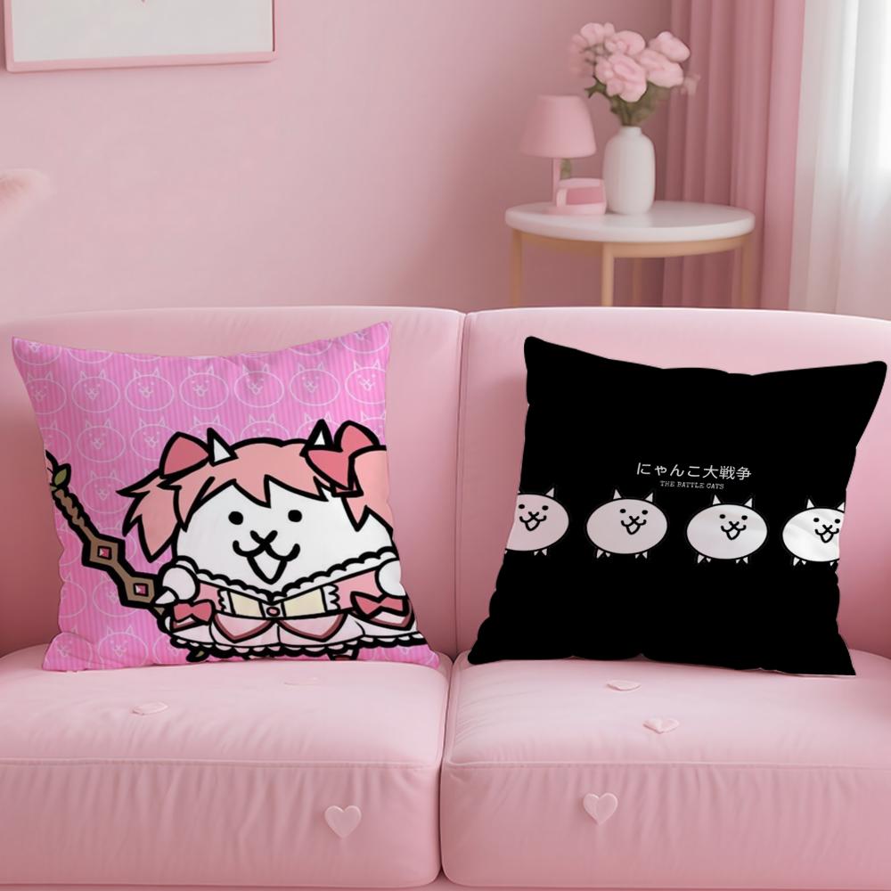 B-Battle Cats Anime Pillow Case Soft Plush Fabric Double-Sided Printed Cushion Cover Warm Winter Sofa Pillow Case