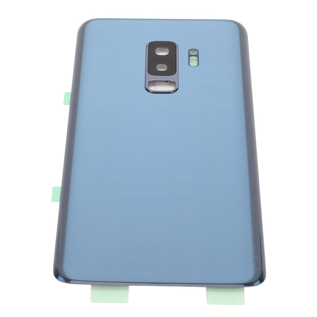 Battery Back Glass Cover Replacement Rear Door Housing with Pre Installed Camera Lens Tape for Galaxy S9+ Plus G965 Blue
