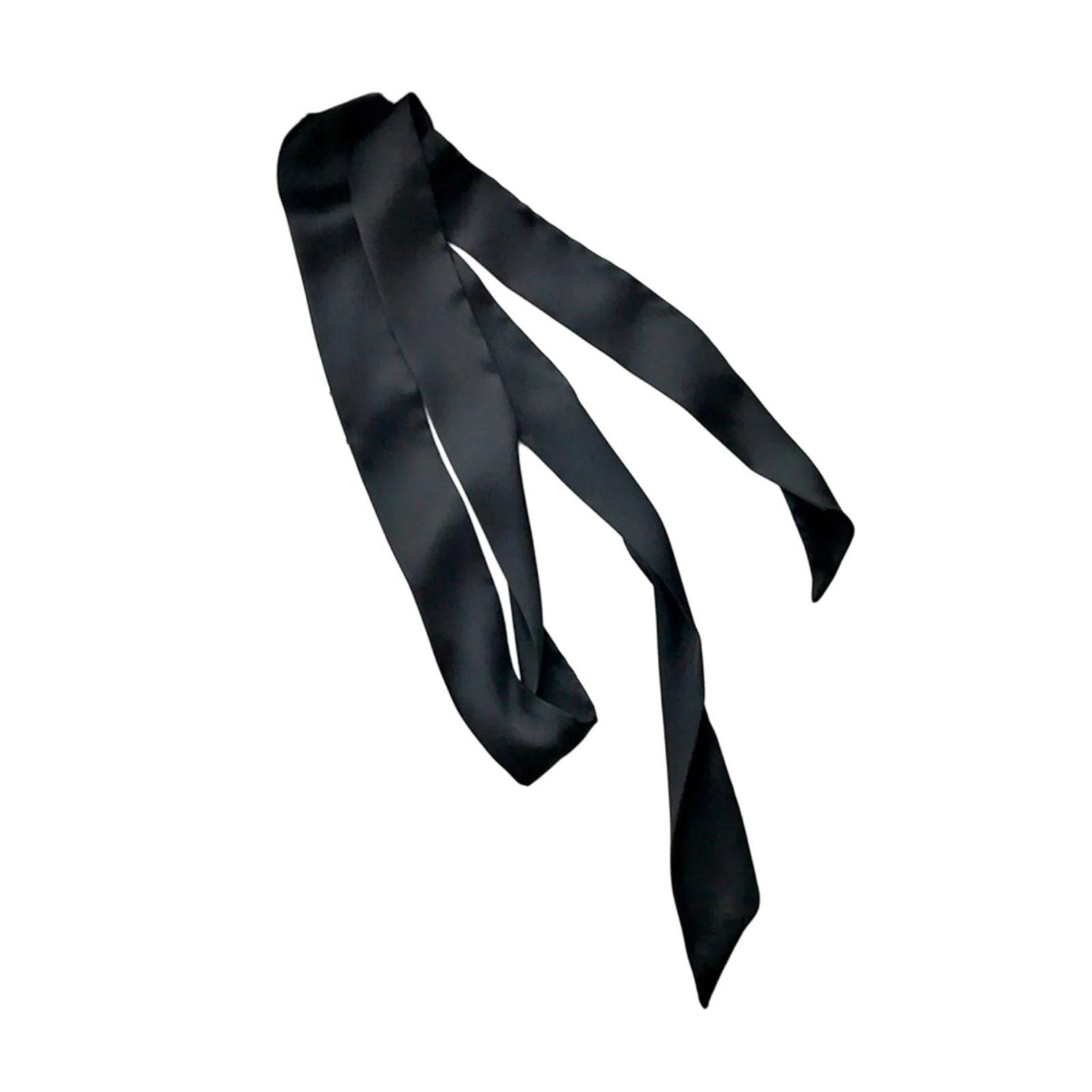 

Шарф с шелковистой текстурой для женщин, узкий ремень, галстук, шейный платок, реквизит для фото для девочек, шейный платок, узкий шарф, галстук чёрный