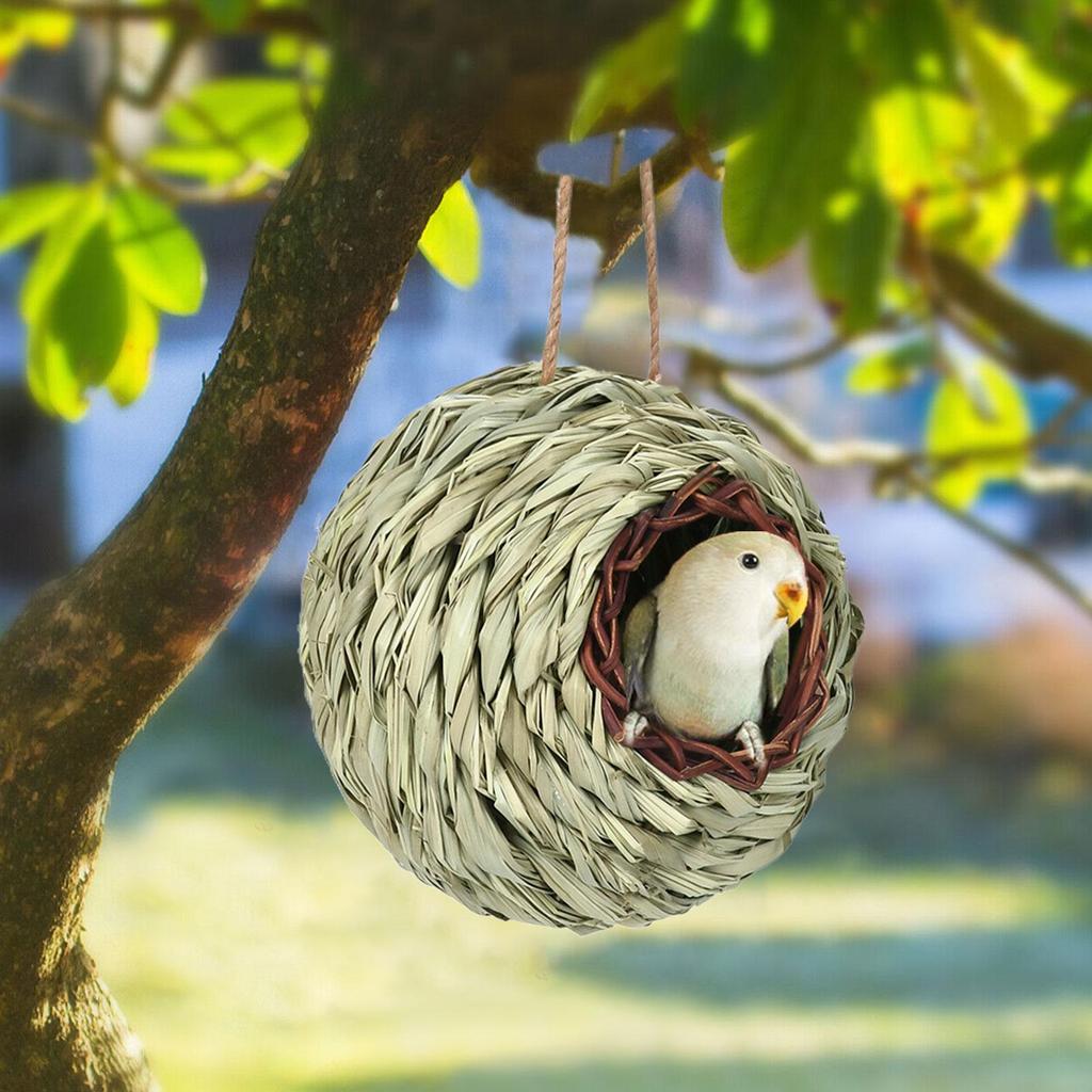 Hummingbird House Ball Shape Small Bird Nest Natural Hand Woven Hangable Animal Hut for Courtyard Garden Balcony Birdhouse