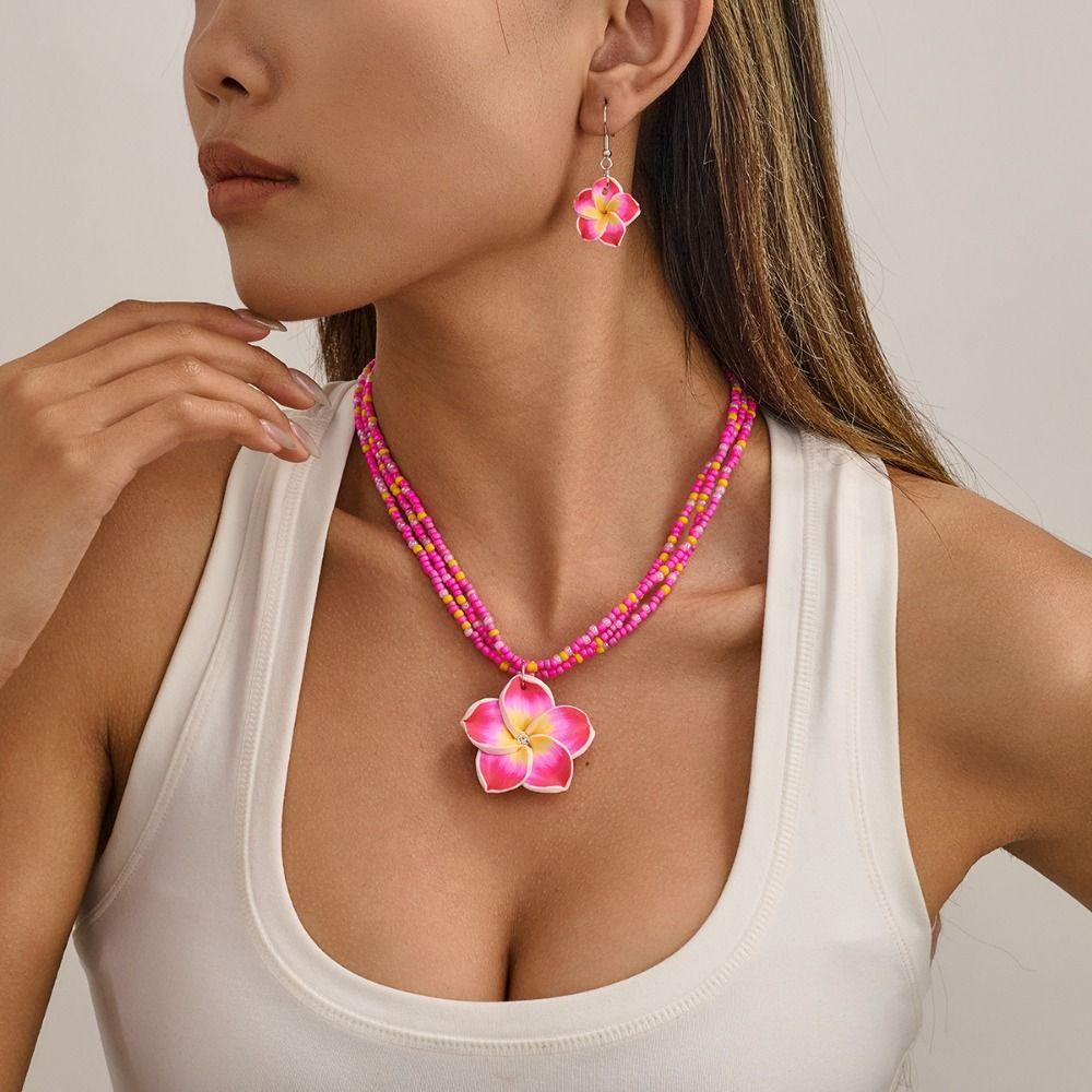 Egg Flower Earrings Necklaces Jewelry Set Bohemia Collarbone Chain Jewelry Gifts