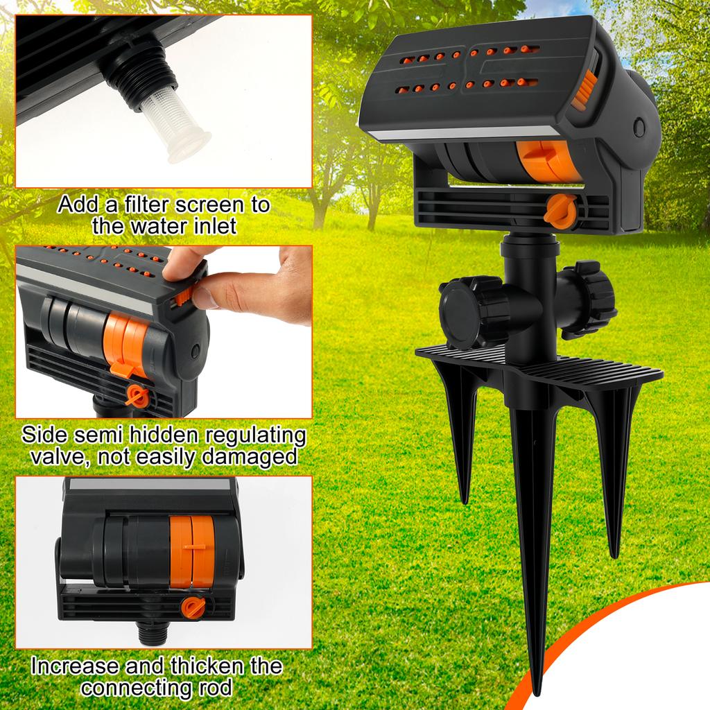 Oscillating Grass Sprinkler ABS 16 Hole Lawn Water Sprinkler with Filter Adjustable Spray Range Garden Water irrigation system