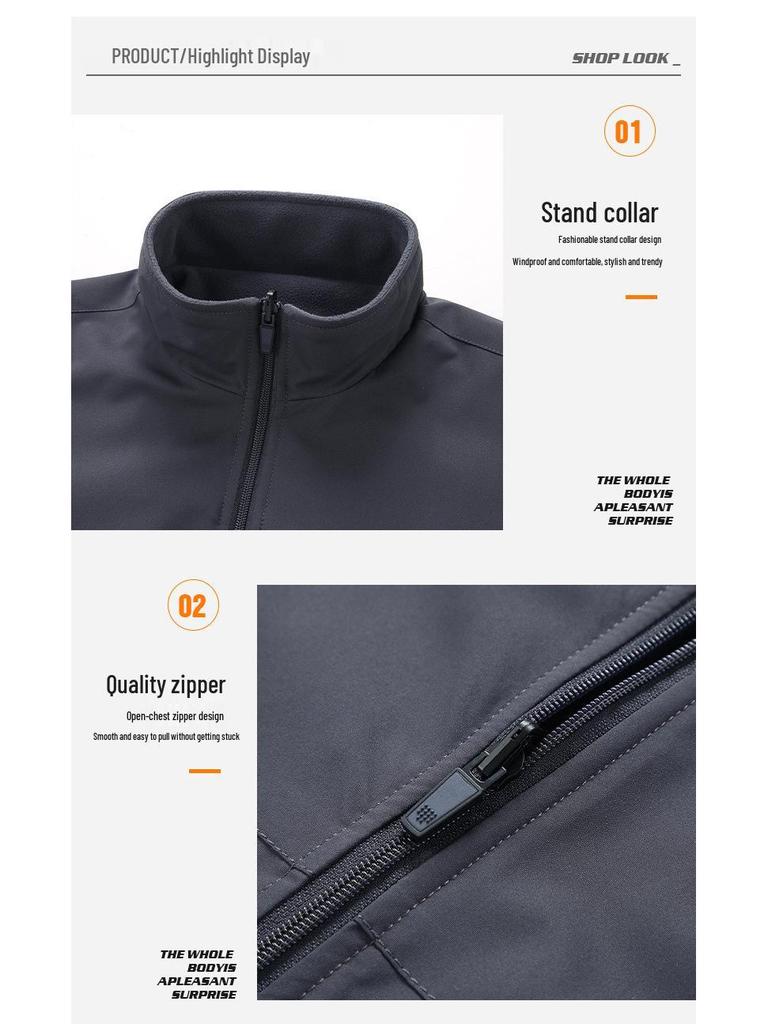 Men's Reversible Fleece Jacket: Autumn/Winter Stand-Collar Top, Plus Size, Cross-Border Design