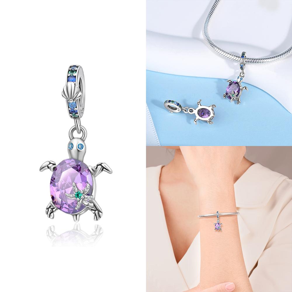 Authentic Murano Blue Turtle Pink Glass Bead Charms Compatible With Bracelets Charm Bead Charms Copper Jewellery Making Diy Anniversary Gift