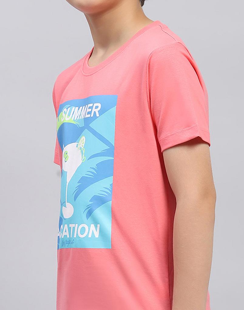 MONTE CARLO Boys Printed Pink & Black Round Neck Half Sleeve Pack of 2 T-Shirt