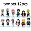 Demon Slayer 6 Pezzi 9cm Figure Chibi Tanjirou Nezuko Modello Anime Giocattolo Regalo di Natale Ornamento da Scrivania per Bambini