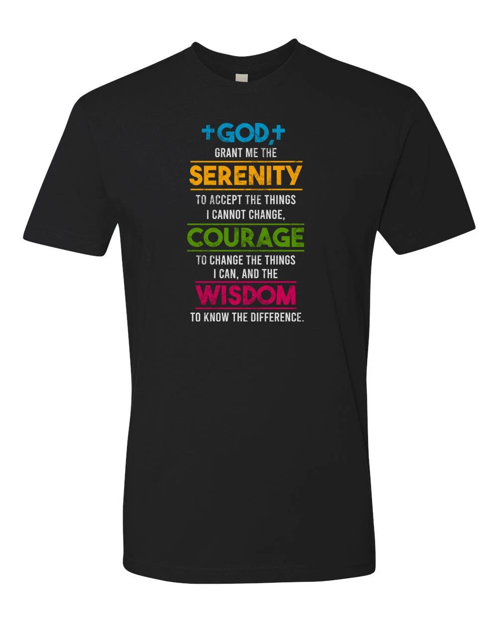 

Serenity Prayer Courage Wisdom Inspirational Tee Graphic Art Cotton T-T-Shirt 2XL
