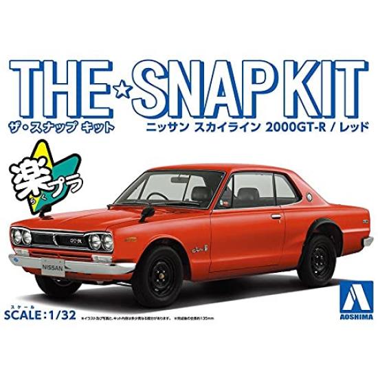 Aoshima Bunka Kyozai The Snap Kit Series Nissan Skyline Red Plastic Model Kit (AOSHIMA) 1/32 2000GT-R Pre-Colored 09-C