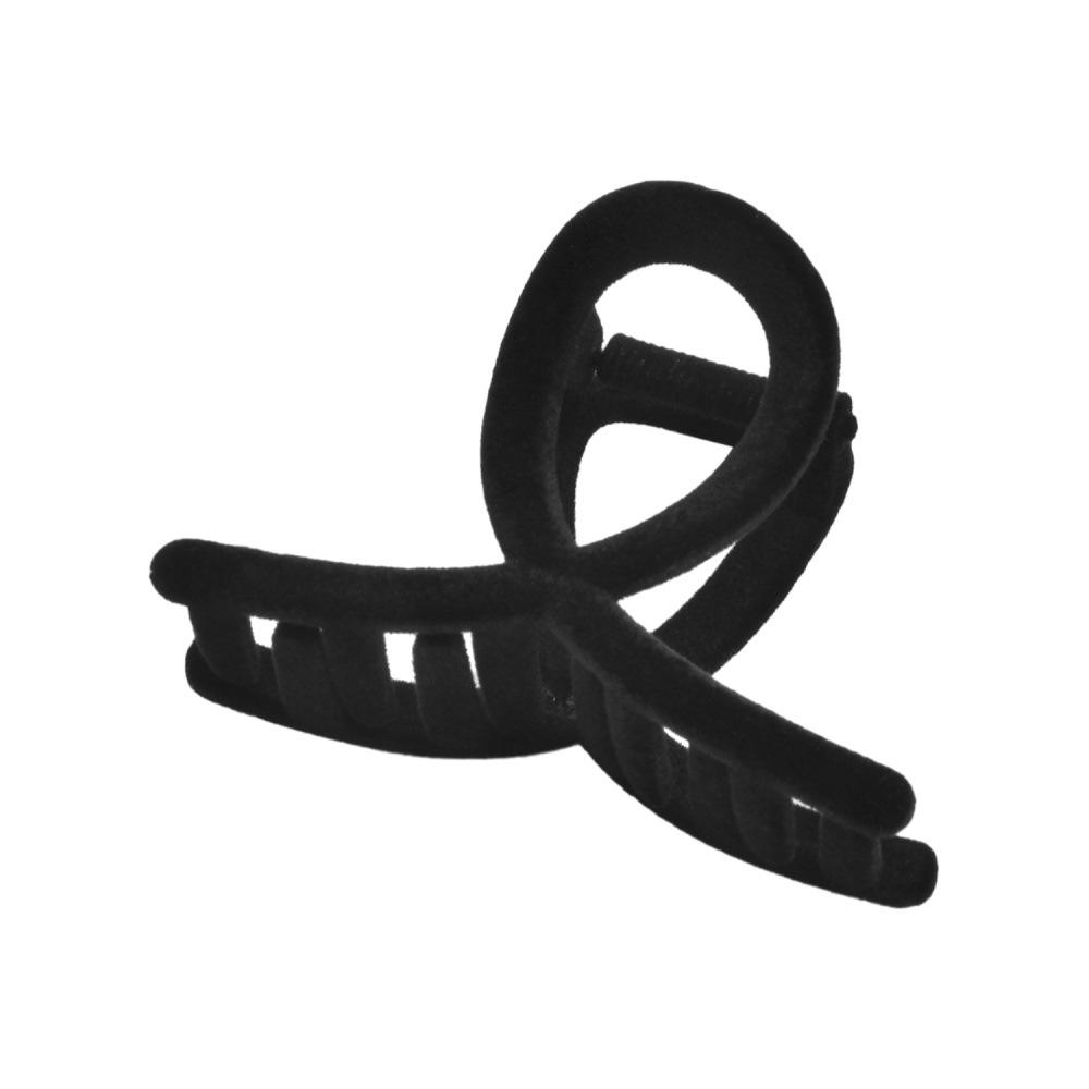 Trendy Flocked Bow Square Claw Clip for Women - Cross Bun & Ponytail Hairstyling