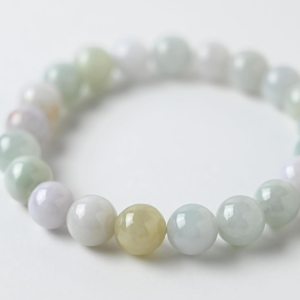 Eigado Genuine Jadeite Bracelet with Beads and 16cm Inner Natural Stone Power for Men and Prayer Good Luck Feng Shui 9.5mm Diameter, Stone, Women,