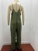 Women's Solid Color Sling Jumpsuit with Patch Pockets - Casual Summer 2025