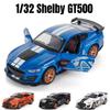 1/32 Ford Shelby GT500 Toy Car for Children Diecast Metal Miniature Model Pull Back Sound & Light Collection Gift Kid Boys