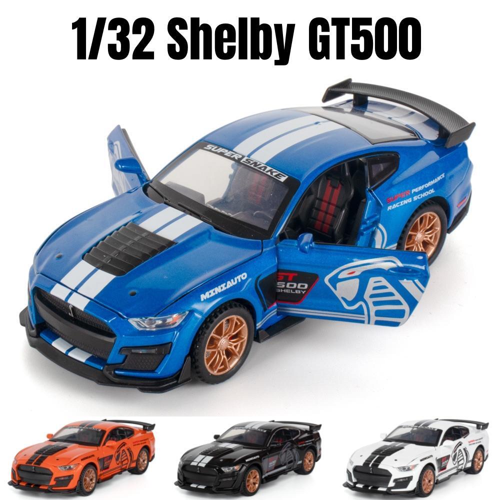 1/32 Ford Shelby GT500 Toy Car for Children Diecast Metal Miniature Model Pull Back Sound & Light Collection Gift Kid Boys