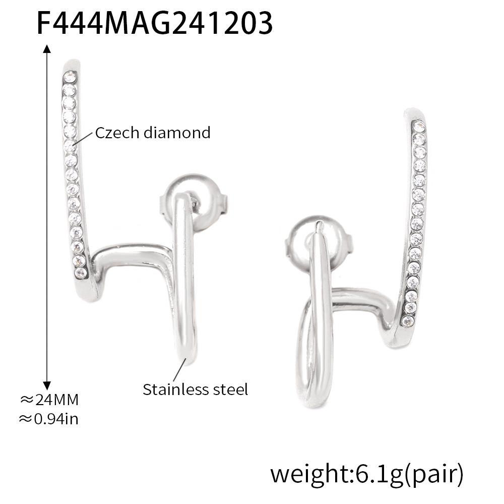 Qiong Yao Luxury Zirconia Ear Cuff: Versatile Stainless Steel Jewelry for Autumn/Winter