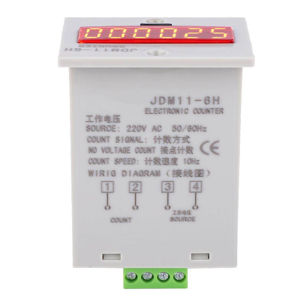 JDM11-6H No Voltage Counter 6 Digits Electronic LED Digital Display Counter RelayAC220V